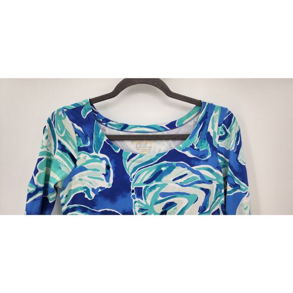 LILLY PULITZER UPF 50+ Sophie Ruffle‎ Dress Long Sleeve Shift Dress Blue XS - Picture 5 of 9